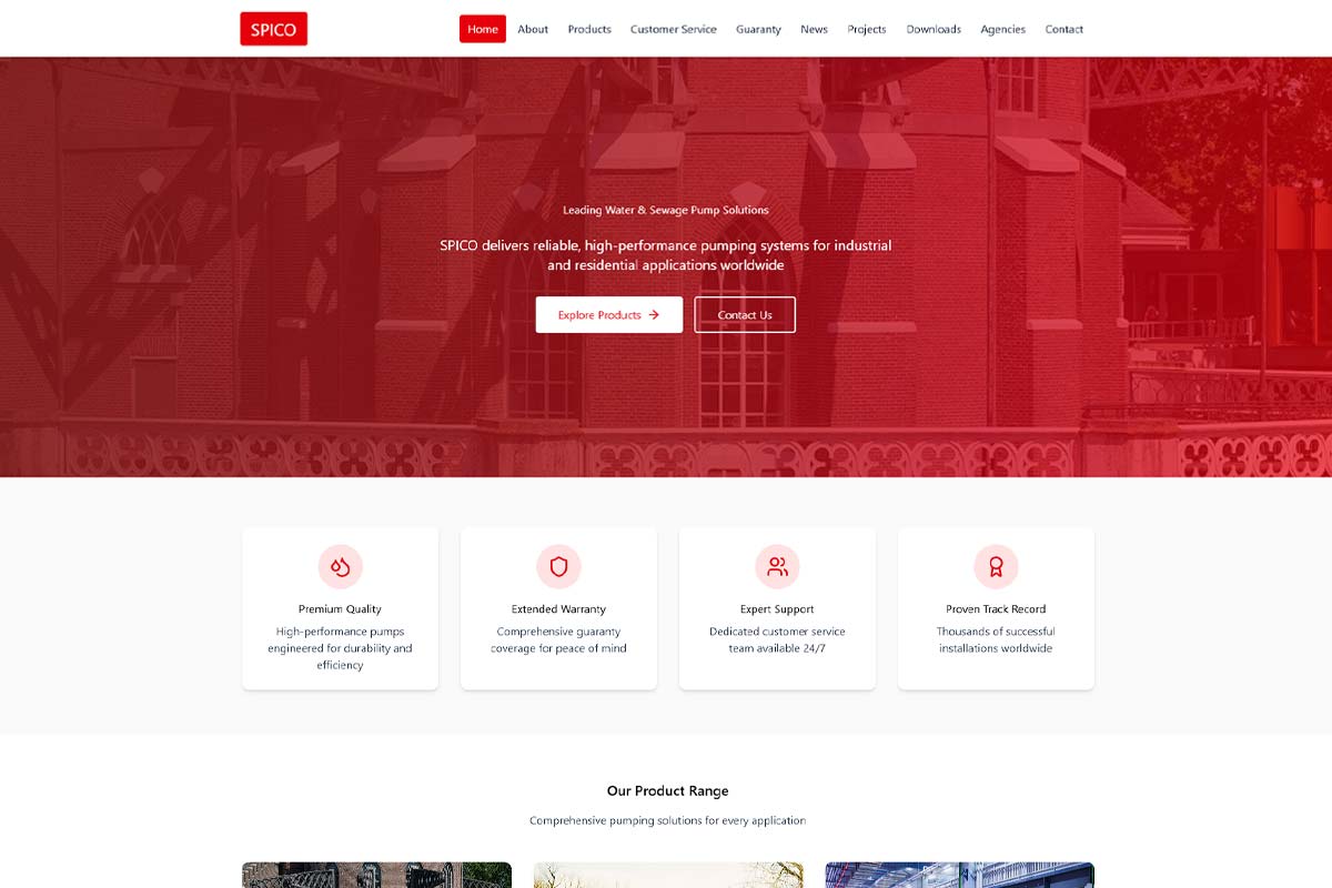 Spico Pumps Industry Website Overhaul