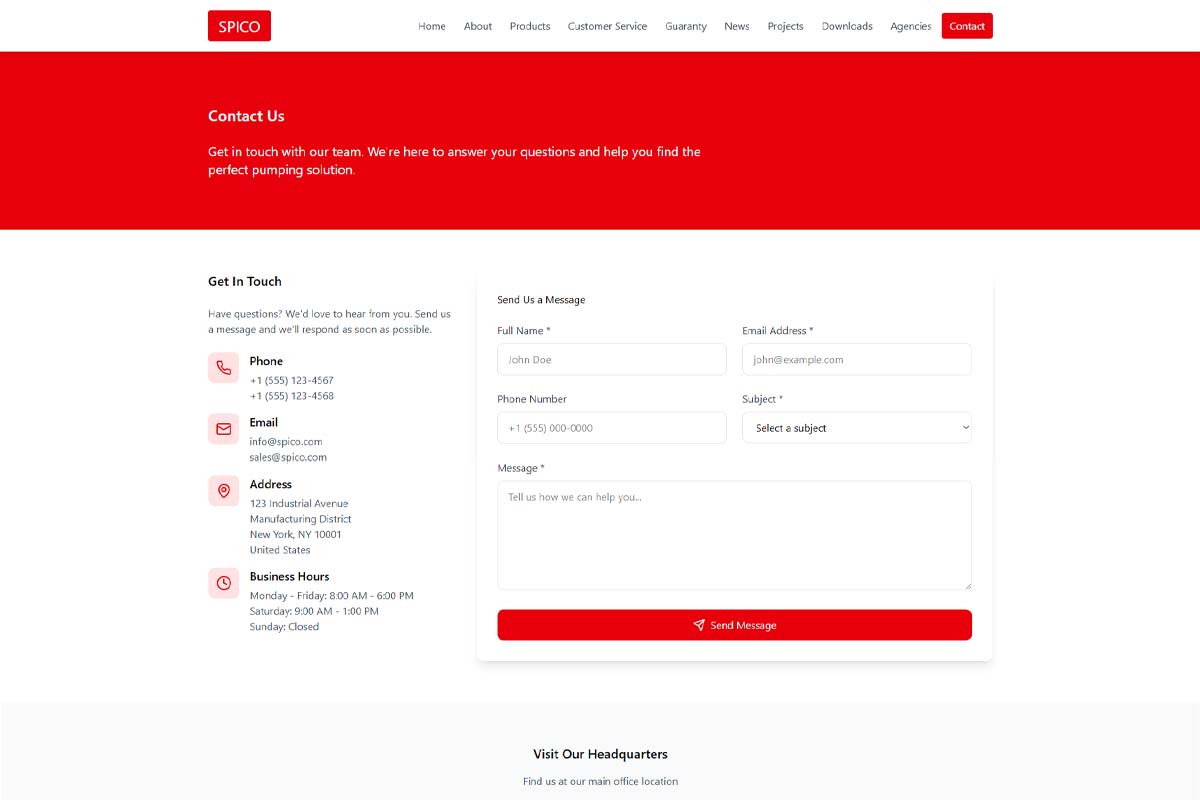 Spico Pumps Industry Website Overhaul